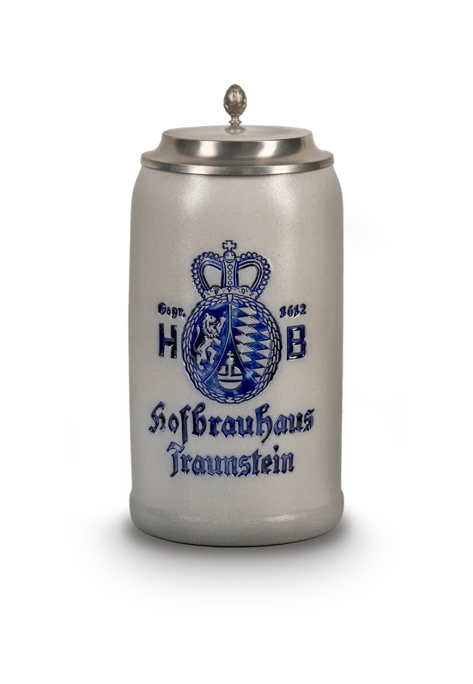 Hofbräuhaus Traunstein Steinkrug historisch mit Deckel 1,0 L
