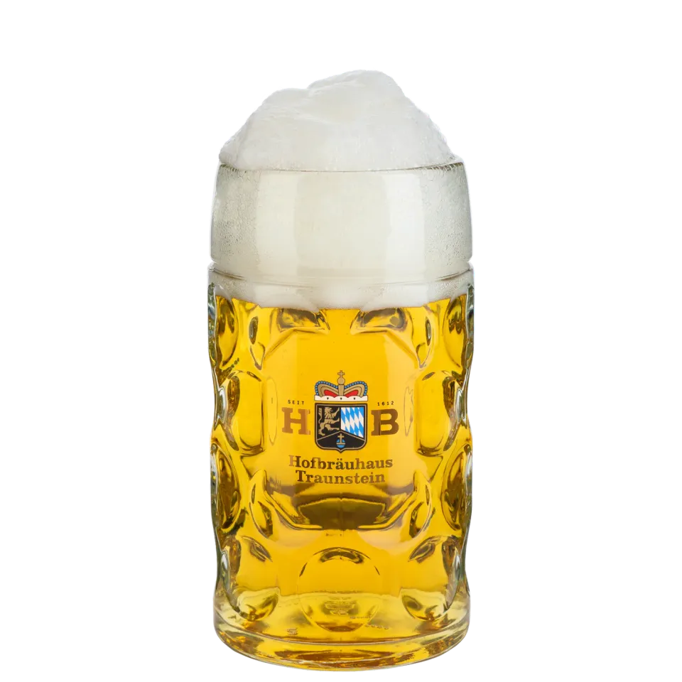 Hofbräuhaus Traunstein Maßkrug Glas 1,0 L mit Logo