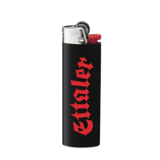 Ettaler Feuerzeug schwarz mit roter Aufschrift