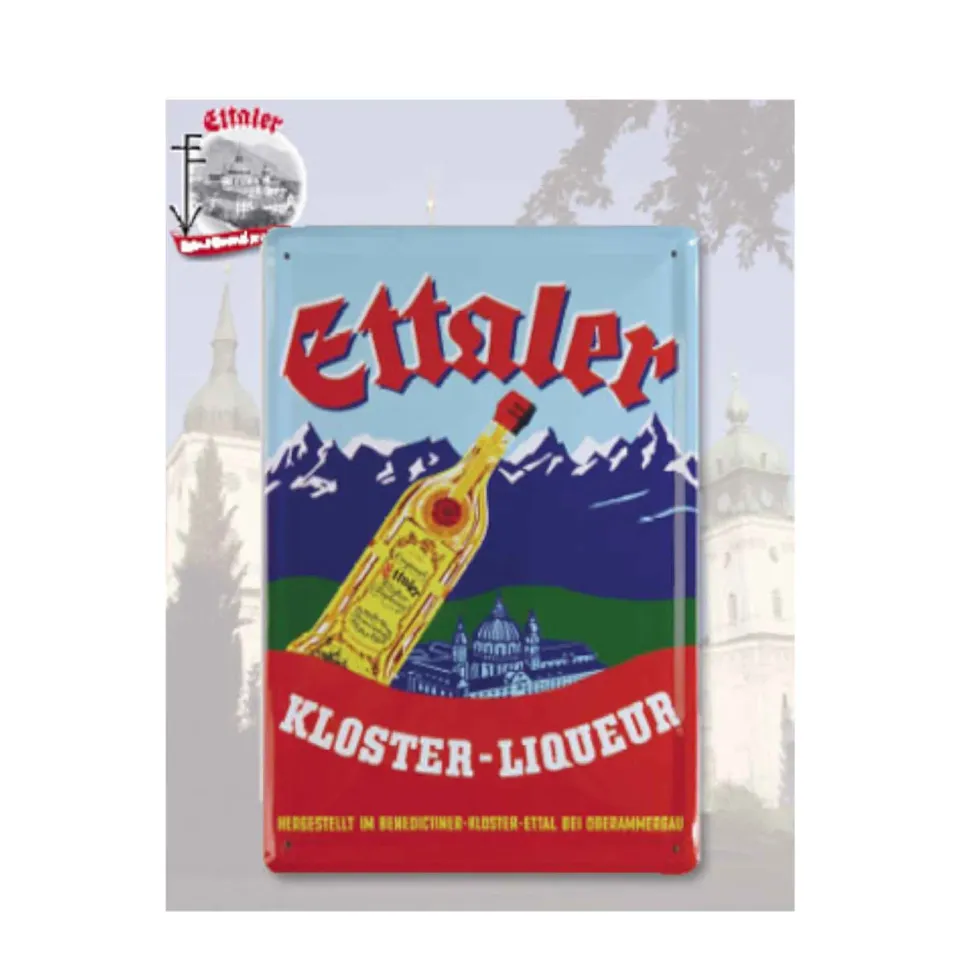 Ettaler Nostalgieschild Kloster-Liqueur Blechschild 20 x 30 cm