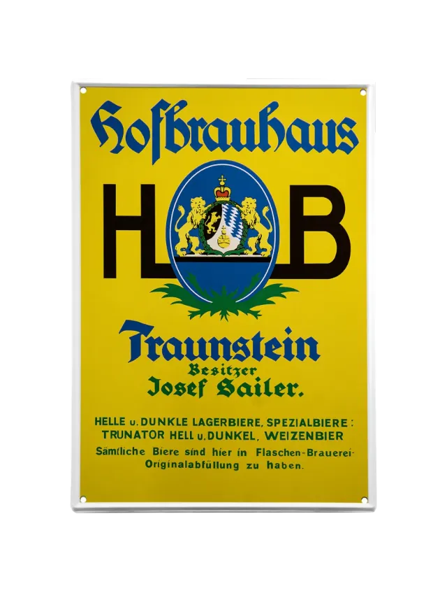 Hofbräuhaus Traunstein Nostalgie-Schild Gelb 35 x 24,5 cm